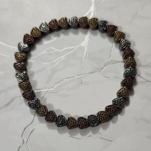 Handmade Tri-Color Metal Heart Bracelet